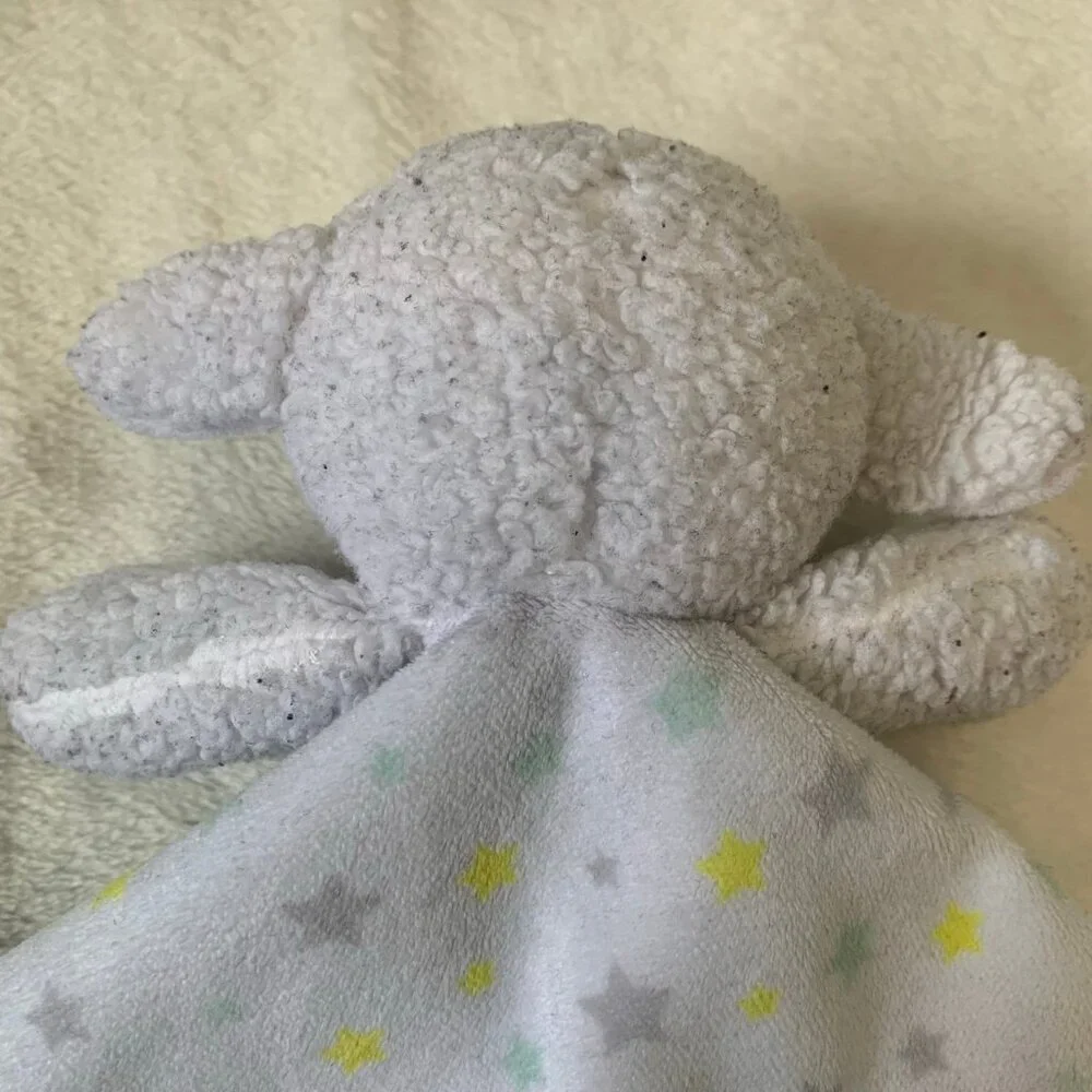 Child of Mine by Carters Lamb Security Blanket White Mint Green Star Plush Lovey